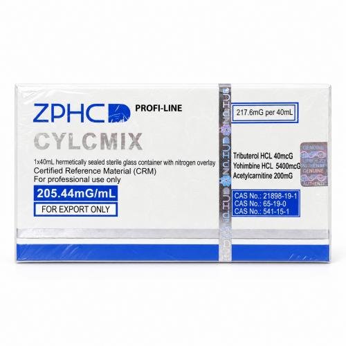 ZPHC Profi-Line CYLCMIX 205.44 mg/mL product box with blue labeling and holographic security seals on a clean white background.