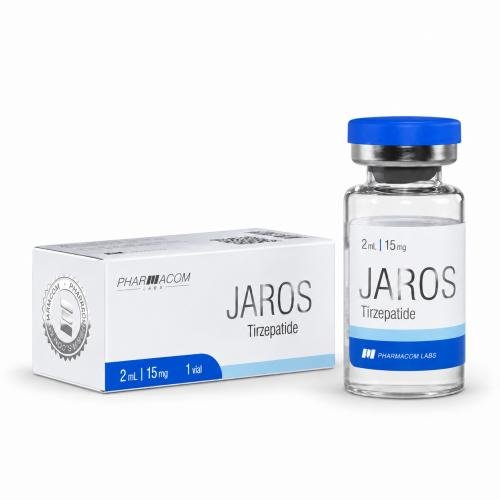JAROS 15 mg vial and matching Pharmacom Labs box on a clean white background.