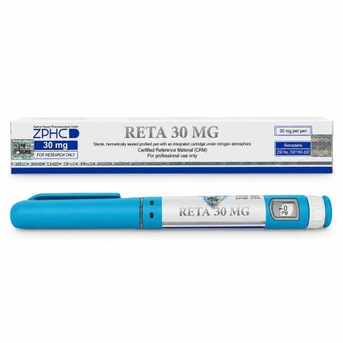 ZPHC RETA 30 MG injection pen with matching 30 mg product box on a clean white background.