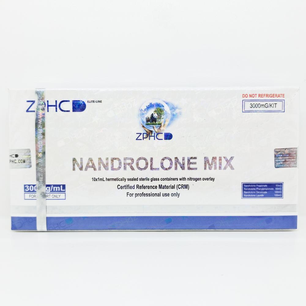 Nandrolone Mix 300mg/ml 1ml ZPHC ampoule, representing a powerful anabolic steroid blend used for muscle mass gain, strength enhancement, and joint health support.