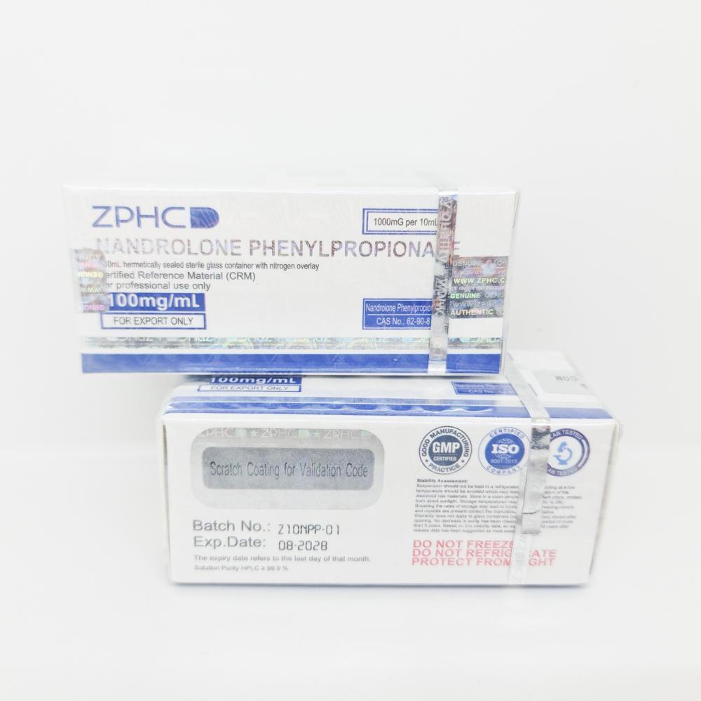 Nandrolone Phenylpropionate 100mg/ml 10ml ZPHC vial, representing a fast-acting anabolic steroid used for muscle mass gain, strength enhancement, and joint health.