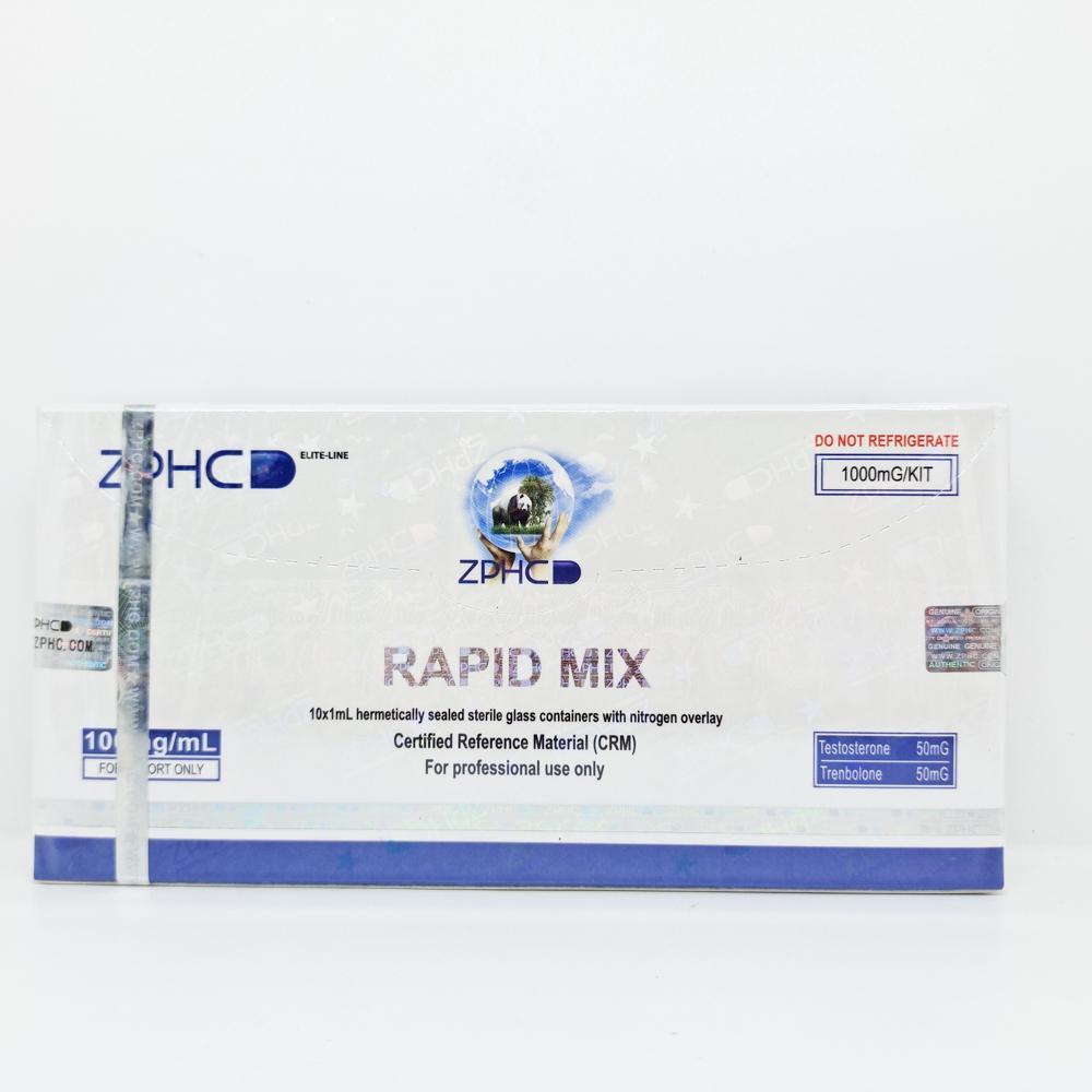 Rapid Mix AQ 100mg/ml 1ml ZPHC ampoule, representing a potent anabolic steroid blend used for muscle mass gain, strength enhancement, and cutting cycles.