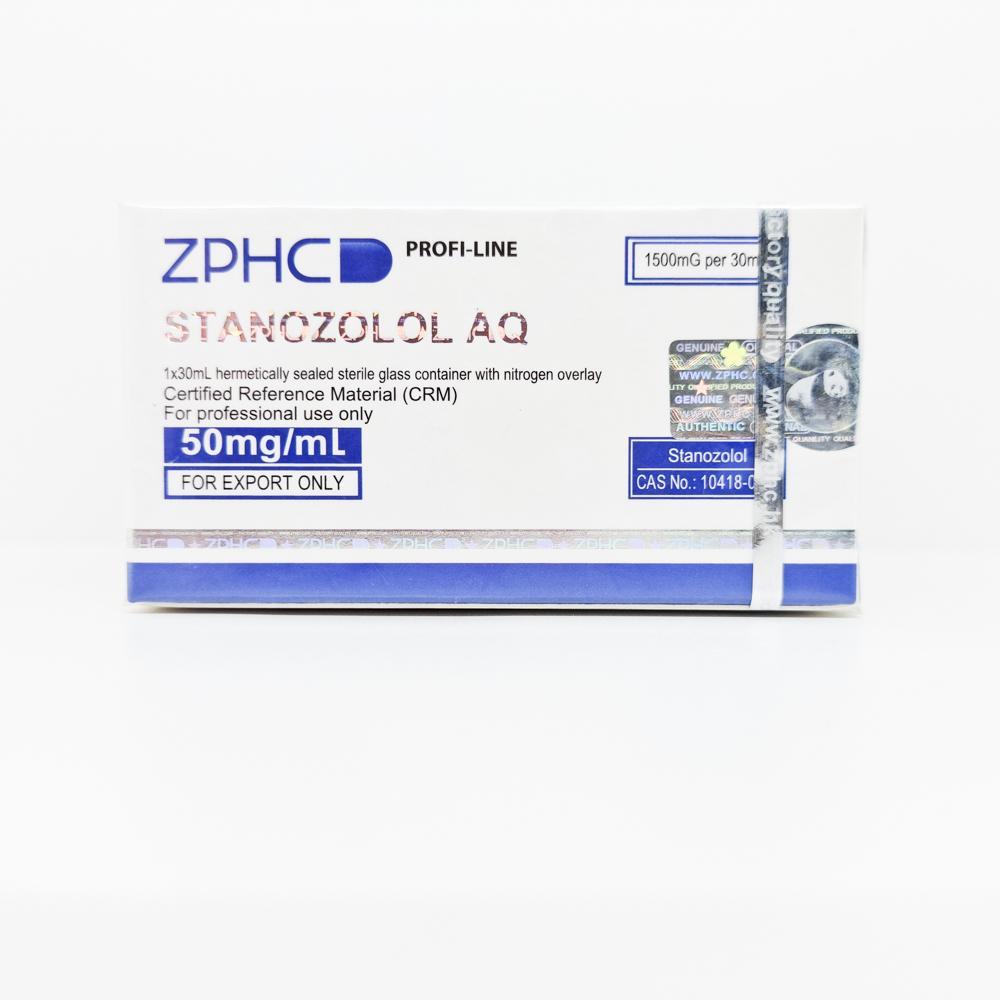 Stanozolol AQ 50mg/ml 30ml ZPHC vial, representing an anabolic steroid used for lean muscle preservation, strength enhancement, and achieving a dry, defined physique during cutting cycles.