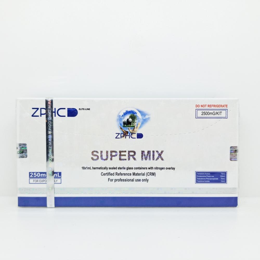 Super Mix 250mg/ml 1ml ZPHC ampoule, representing a potent anabolic steroid blend used for muscle mass gain, strength enhancement, and cutting cycles.
