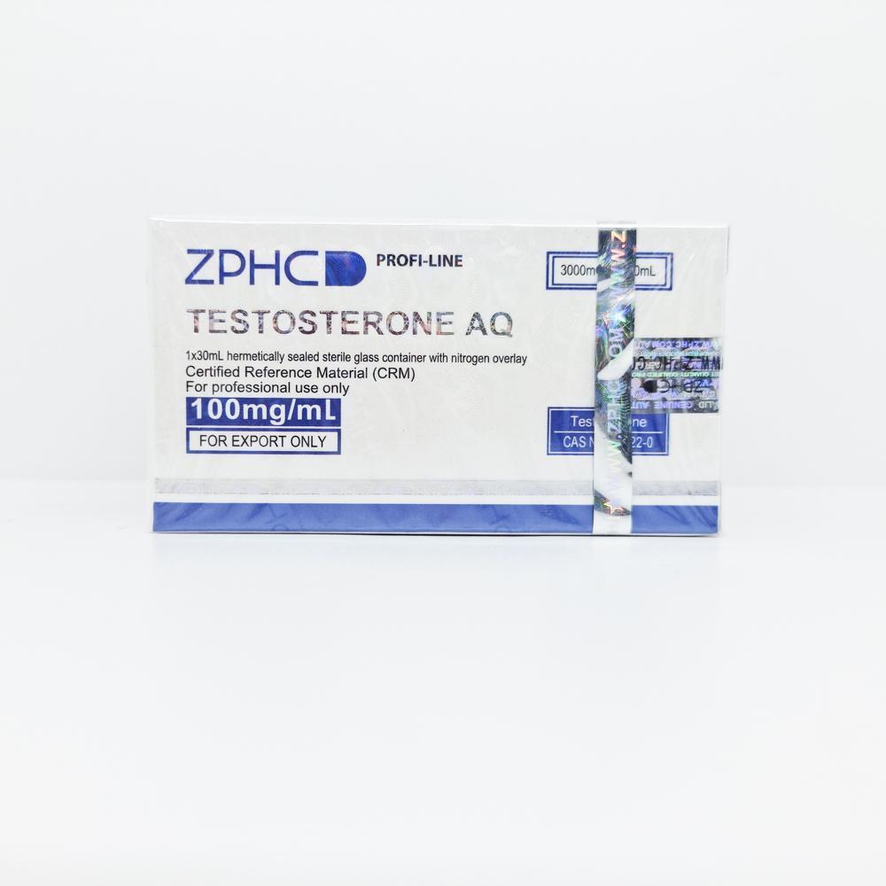 Testosterone AQ 100mg/ml 30ml ZPHC vial, representing a fast-acting anabolic steroid used for rapid muscle gains, strength enhancement, and cutting or bulking cycles.