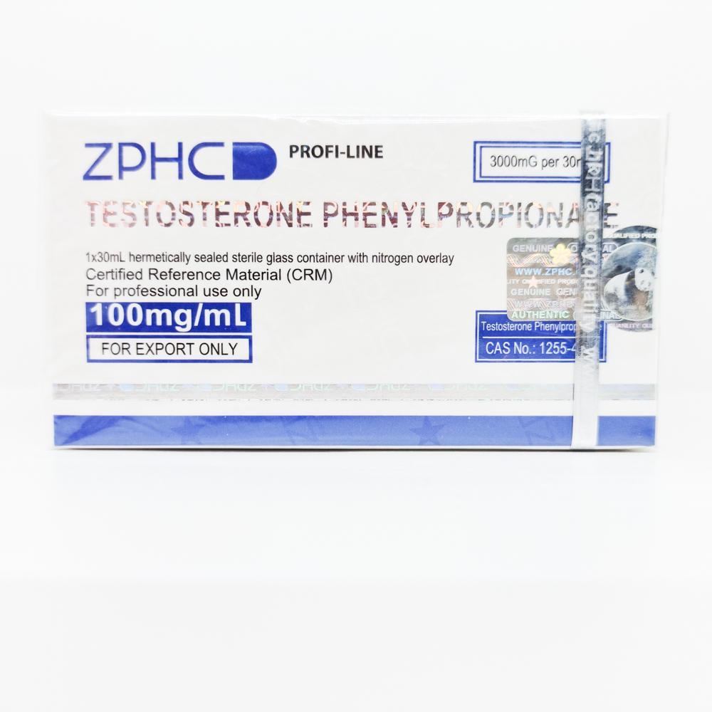 Testosterone Phenylpropionate 100mg/ml 30ml ZPHC vial, representing a fast-acting anabolic steroid used for rapid muscle gains, strength enhancement, and cutting cycles.