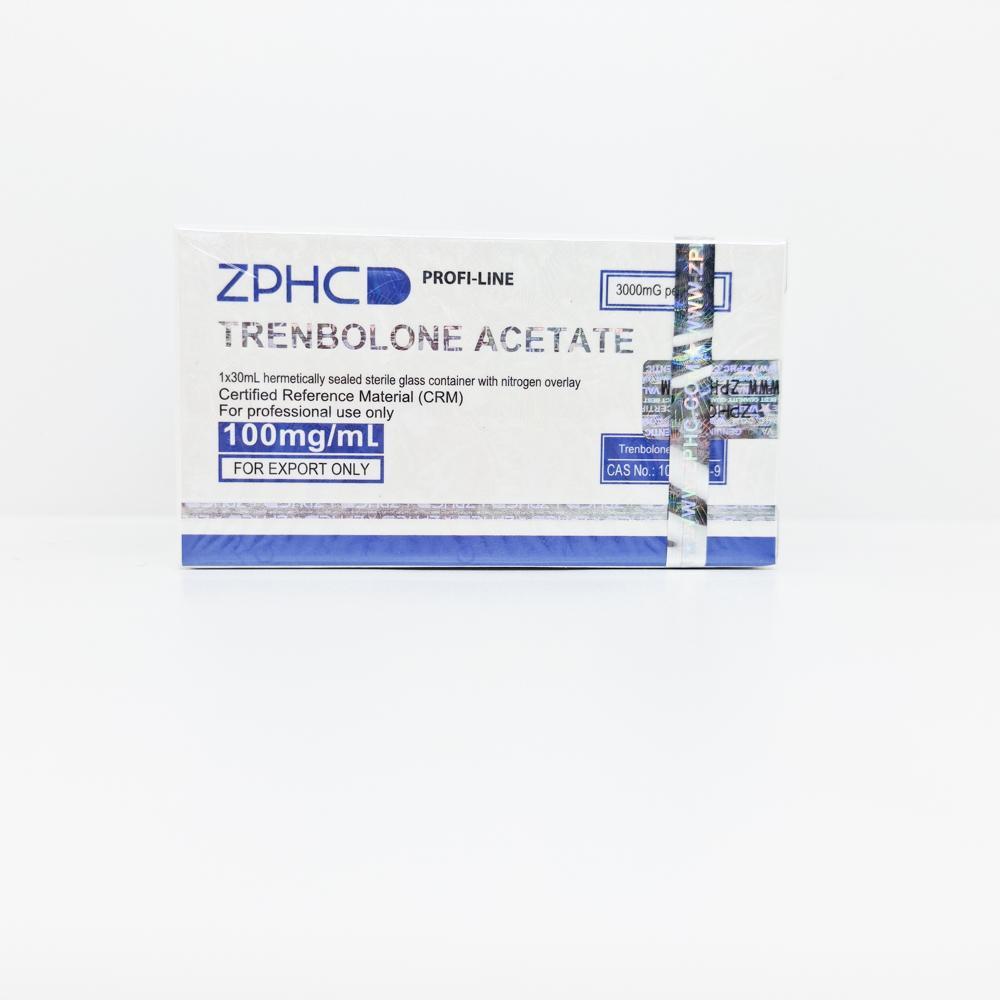 Trenbolone Acetate 100mg/ml 30ml ZPHC vial, representing a potent anabolic steroid used for rapid muscle gains, strength enhancement, and cutting cycles.