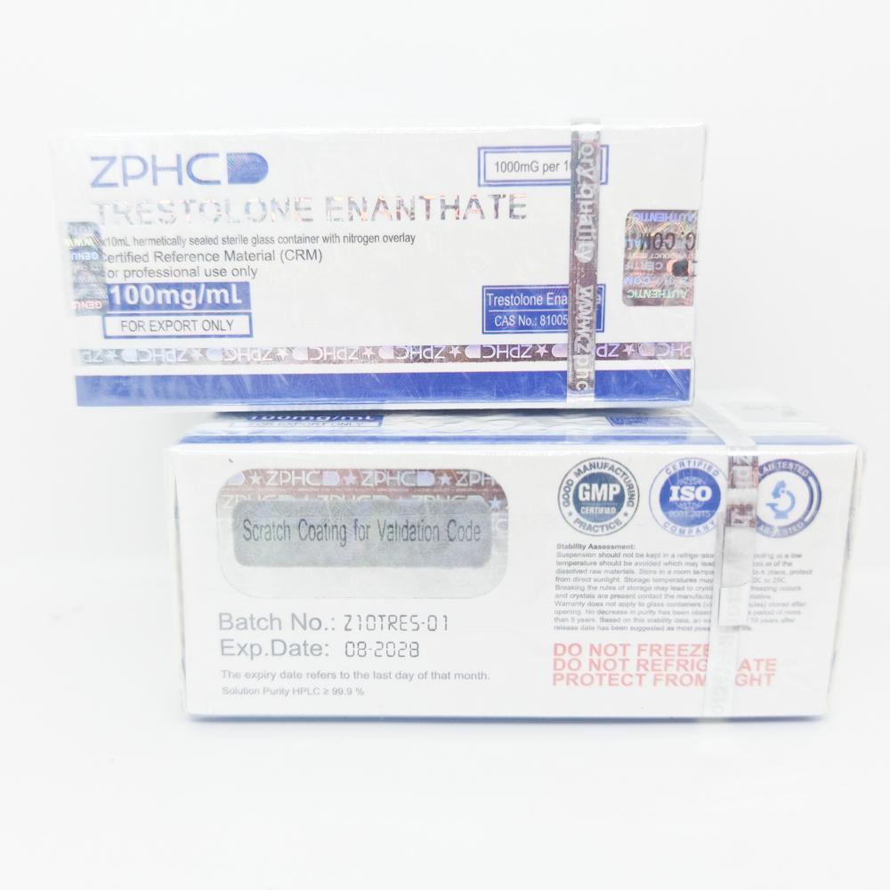 Trestolone Enanthate 100mg/ml 10ml ZPHC vial, representing a highly potent anabolic steroid used for extreme muscle mass gain, strength enhancement, and hormone replacement therapy.