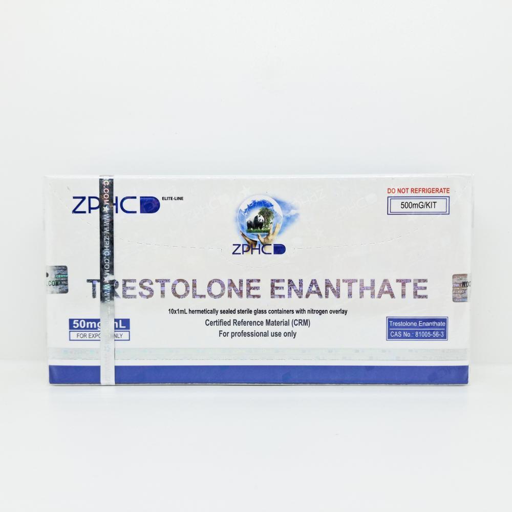 Trestolone Enanthate 50mg/ml 1ml ZPHC ampoule, representing a potent anabolic steroid used for muscle mass gain, strength enhancement, and bulking cycles.