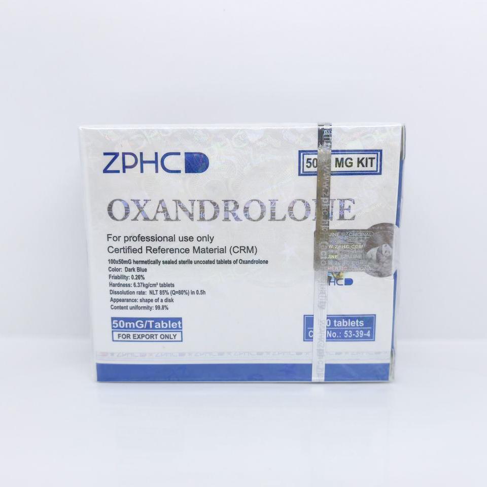 Oxandrolone 50mg ZPHC tablets in a blister pack, representing a high-dose anabolic steroid used for lean muscle gain, strength enhancement, and fat loss.