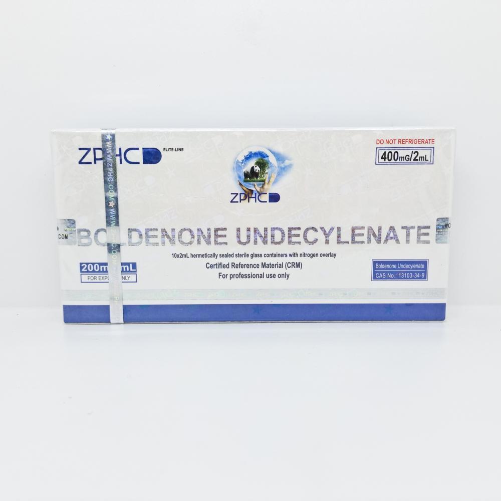 Boldenone Undecylenate 200mg/ml 2ml ZPHC ampoule, representing a versatile anabolic steroid used for lean muscle gain, strength enhancement, and endurance during bulking and cutting cycles.