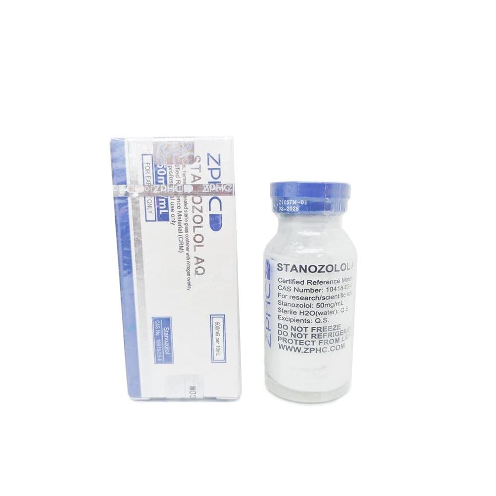 Stanozolol AQ 50mg/ml 10ml ZPHC vial, representing an anabolic steroid used for lean muscle preservation, strength enhancement, and fat loss during cutting cycles.