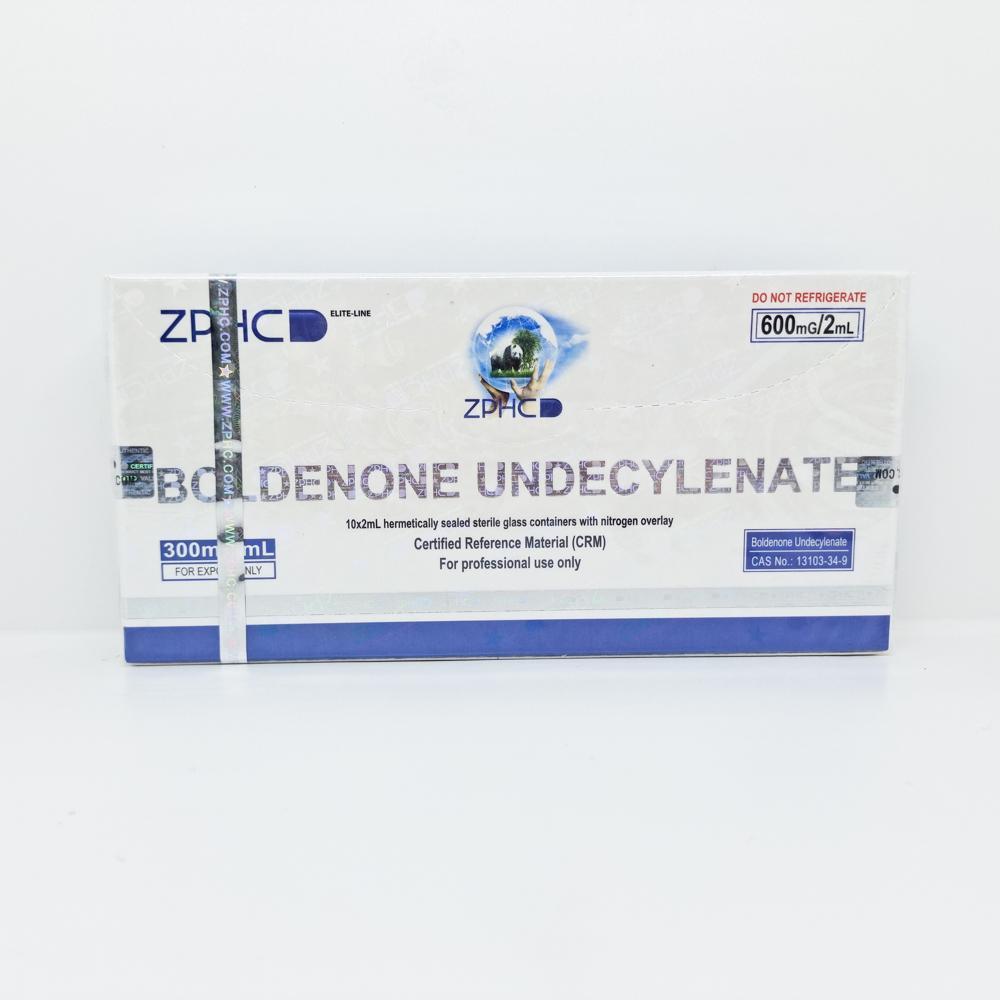Boldenone Undecylenate 300mg/ml 2ml ZPHC ampoule, representing a potent anabolic steroid used for lean muscle gain, strength enhancement, and endurance during extended bulking and cutting cycles.