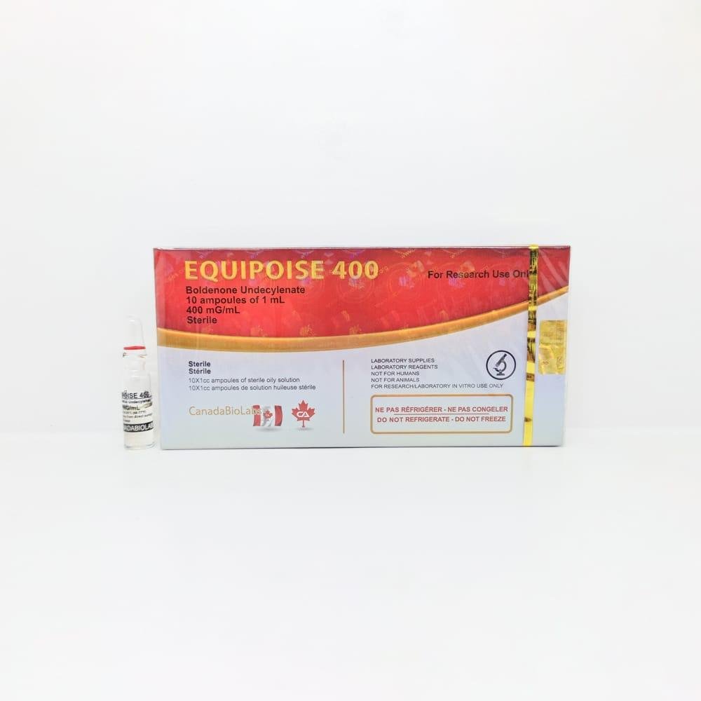 EQUIPOISE 400 1ml CanadaBioLabs ampoule, representing a high-potency anabolic steroid used for significant lean muscle gain, strength enhancement, and endurance during extended bulking and cutting cycles.