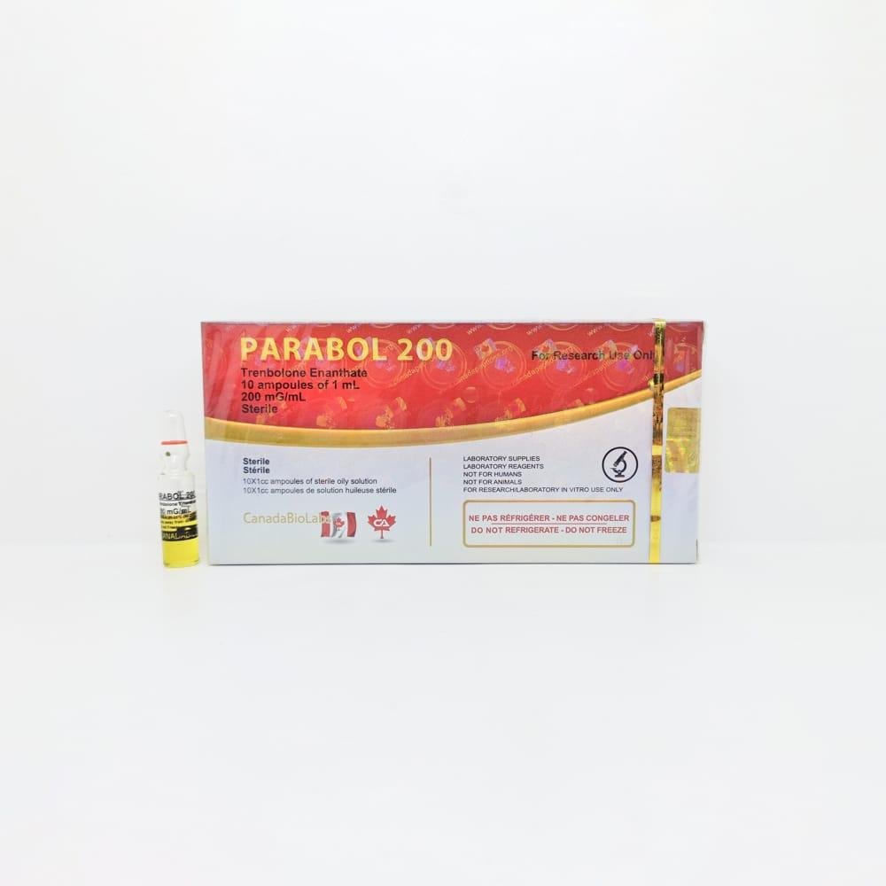 PARABOL 200 (Tren E) 1ml CanadaBioLabs ampoule, representing a powerful anabolic steroid used for muscle mass gain, strength enhancement, and versatile use in both cutting and bulking cycles.