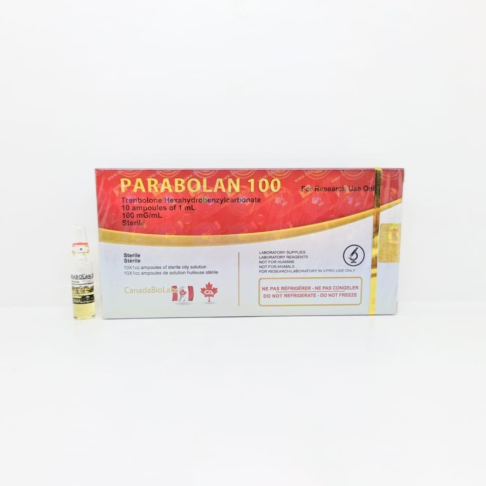 PARABOLAN 100 (Tren H) 1ml CanadaBioLabs ampoule, representing a powerful anabolic steroid used for muscle mass gain, strength enhancement, and cutting cycles with long-lasting effects.