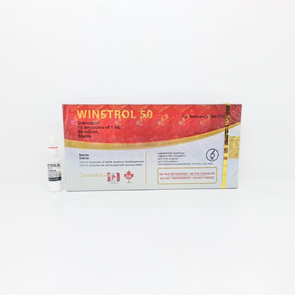 WINSTROL 50 1ml CanadaBioLabs ampoule, representing a popular anabolic steroid used for lean muscle preservation, strength enhancement, and achieving a dry, defined physique during cutting cycles.