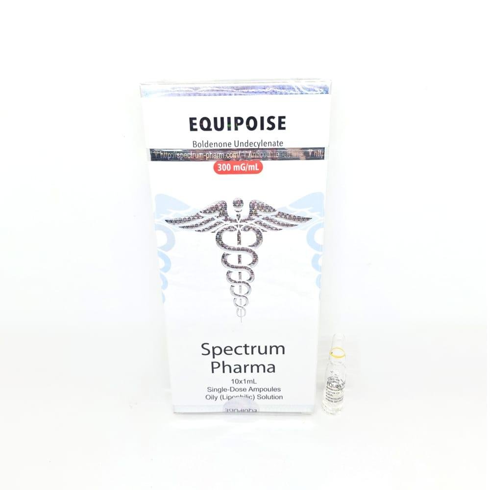 EQUIPOISE 300mg/ml 1ml Spectrum Pharma ampoule, representing a potent anabolic steroid used for lean muscle gain, strength enhancement, and endurance during extended bulking and cutting cycles.