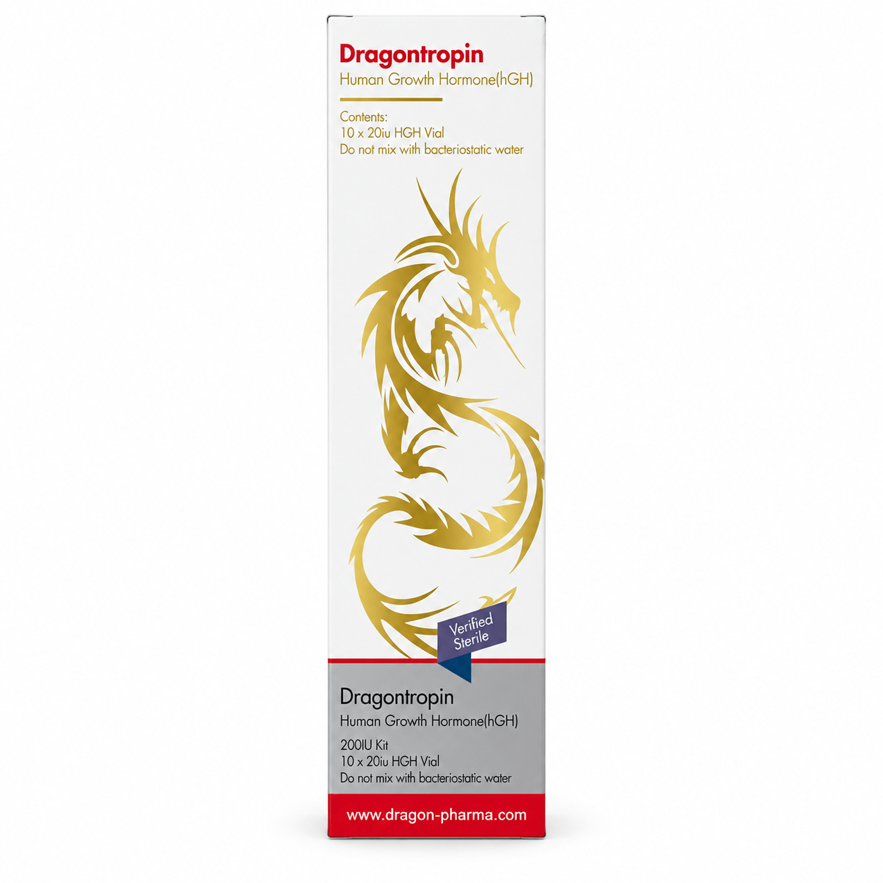 Dragontropin HGH 200 IU box on white background
