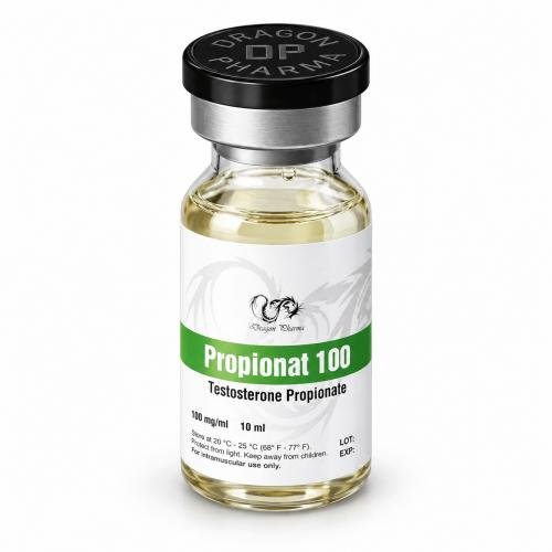 Propionat 100 dragon pharma vial on white background