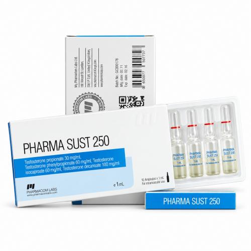 PHARMASUST 250 Ampules and packages on white background