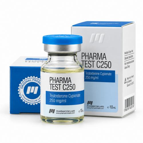 PHARMATEST C 250 10ml vial and packages on white background