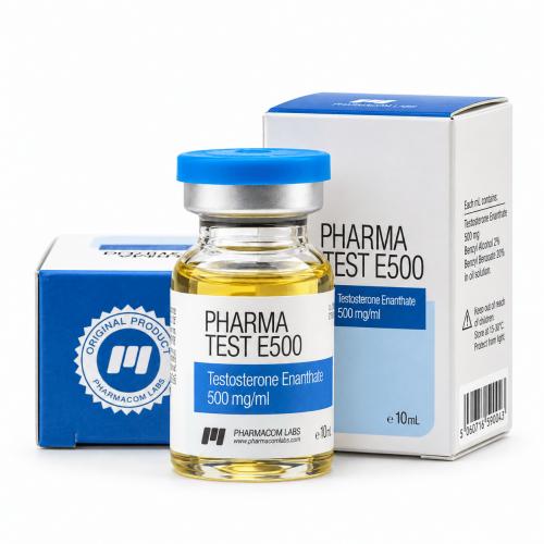 PHARMATEST E 500mg/ml 10ml vial and packages on white background