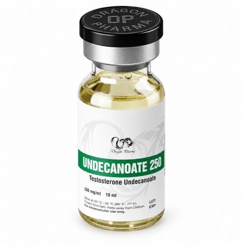 Undecanoate by dragon pharma 250mg/ml 10ml vial on white background