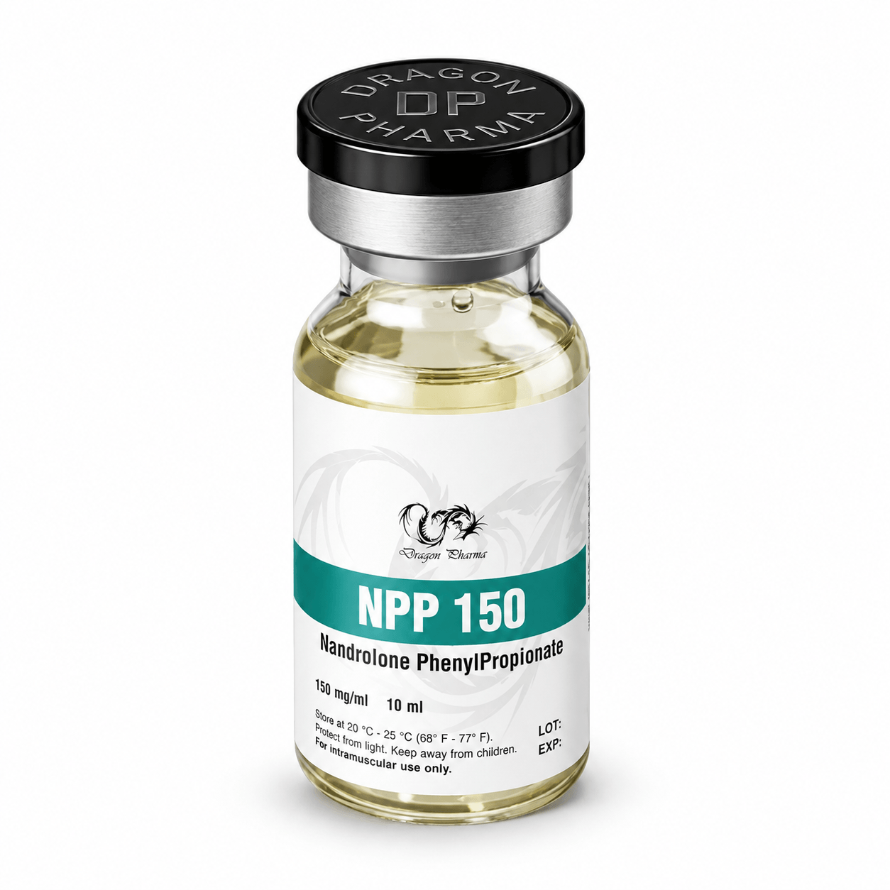 NPP by Dragon Pharma 150mg/ml 10ml vial on white background