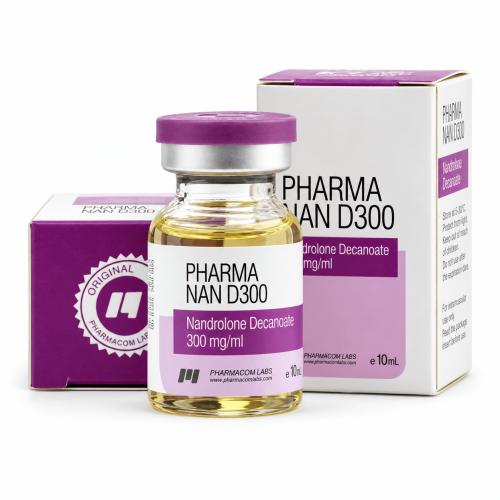 Pharmanan D (Nandrolone-Decanoate) 300mg/ml 10ml vial and packages on white background 