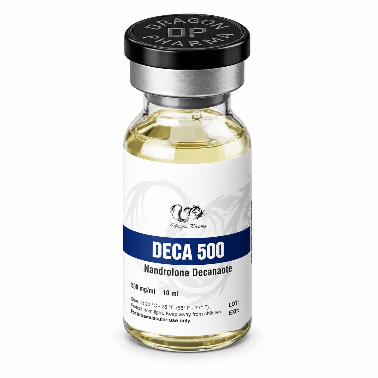 Deca (Nandrolone Decanoate) 500mg/ml 10ml vial on white background