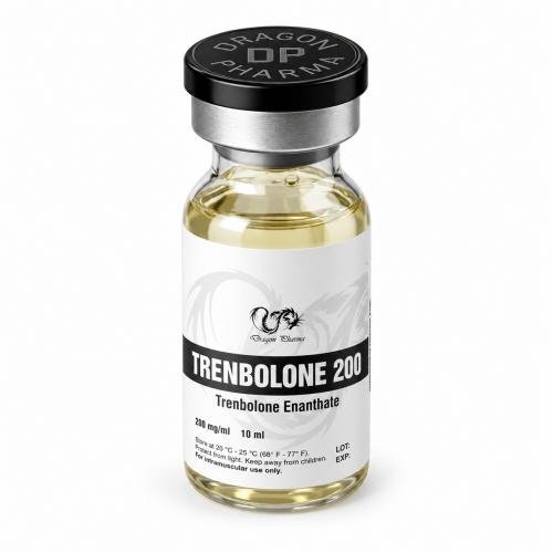 Trenbolone Enanthate from Dragon Pharma 200mg/ml 10ml vial on white background