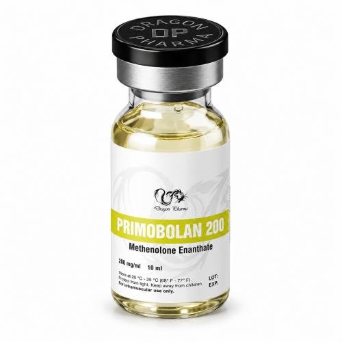 Primobolan (Methenolone Enanthate) by Dragon Pharma 200mg/ml 10ml vial on white background 