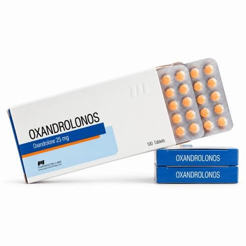 Anavar (Oxandrolone) 25 mg tabs by Pharmacom Labs on white background