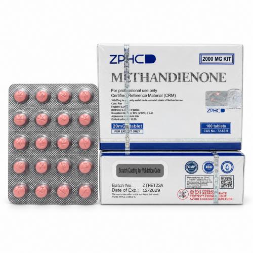 Methandienone (Dianabol) ZPHC — 20 mg (100 tablets × 20 mg) blister and packages on white background