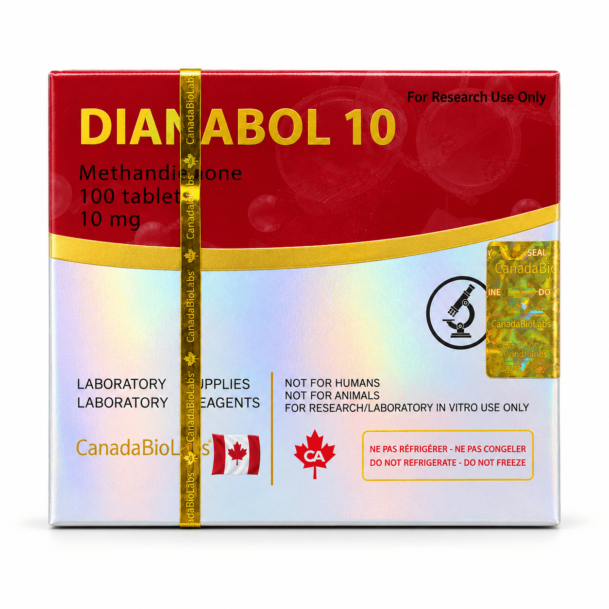 DIANABOL by Canada Bio Labs 10mg tablets package on white background 