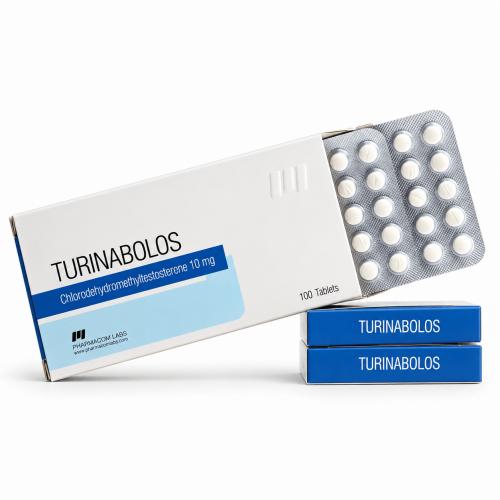 Turinabol (CDMT) 10 mg tabs by Pharmacom Labs on white background