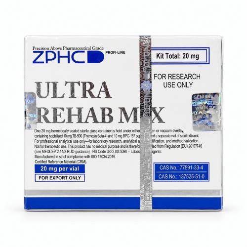 ZPHC Ultra Rehab Mix 20 mg research-use product box on a white background.