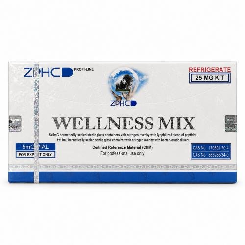 ZPHC Wellness Mix 25 mg research peptide kit in sealed packaging on a white background.