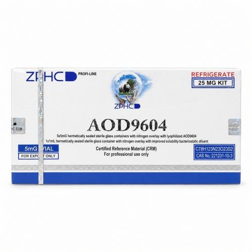 AOD9604 25 mg kit by ZPHC Profi-Line in sealed white and blue packaging, displayed on a clean white background.